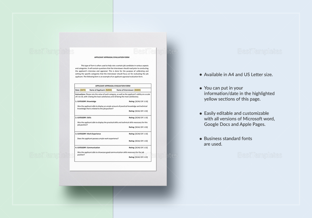 Applicant Appraisal Form Evaluation