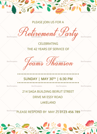 Corporate Retirement Party Invitation Design Template In Psd, Word 