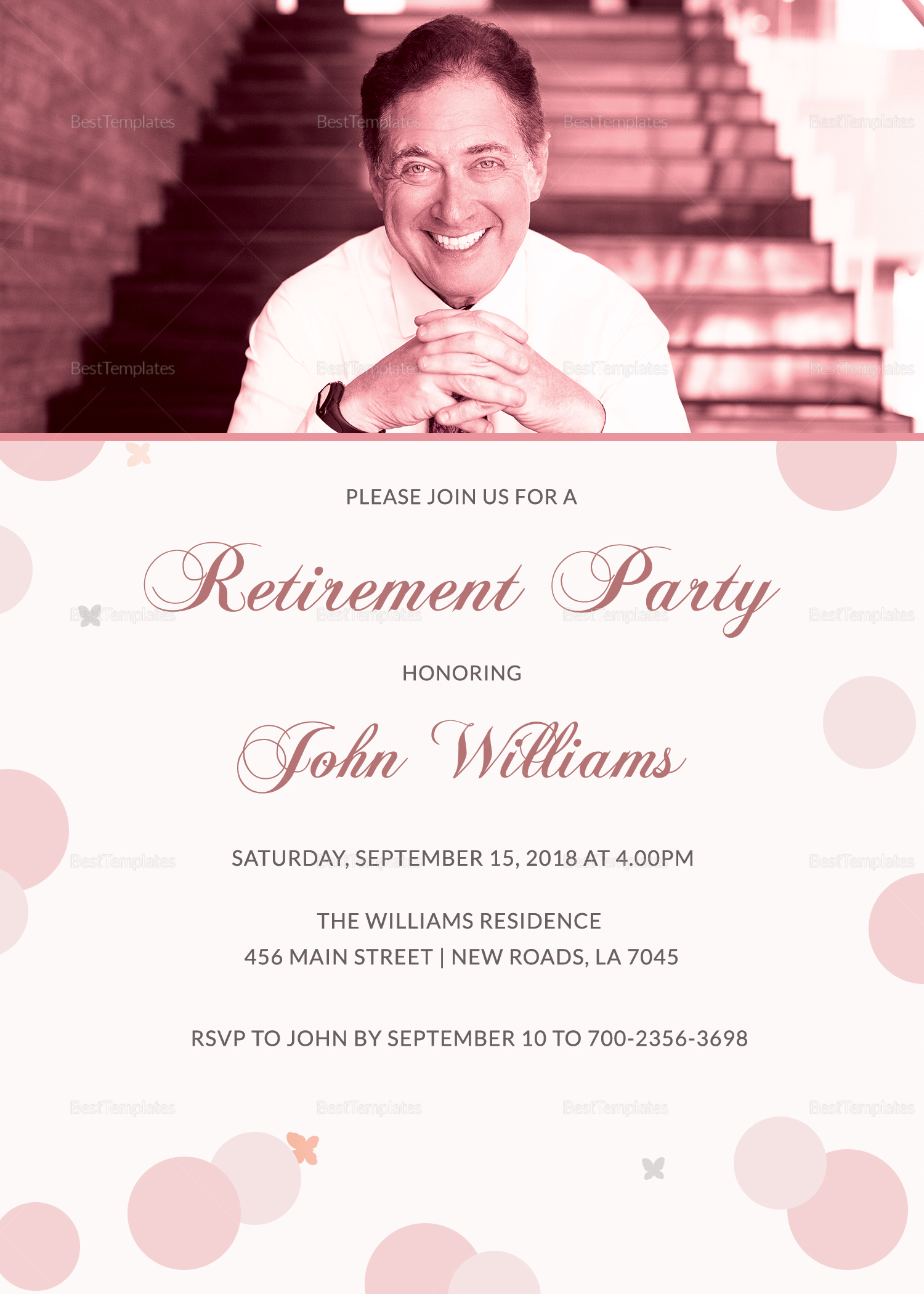 Honored Retirement Party Invitation Card Design Template In PSD Word