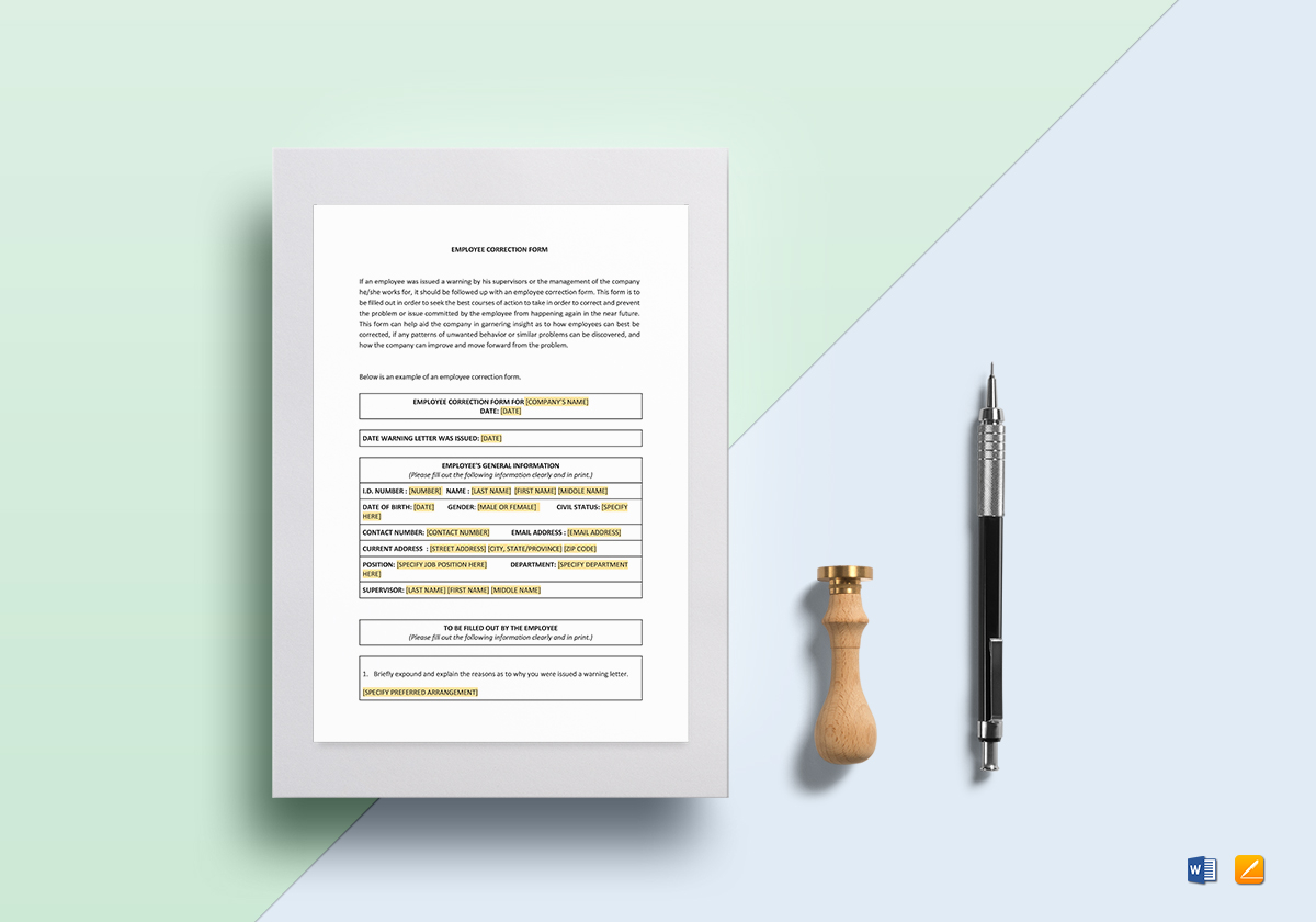 Employee Correction Form Template