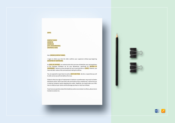 Letter of Suspension Template in Word, Google Docs, Apple Pages