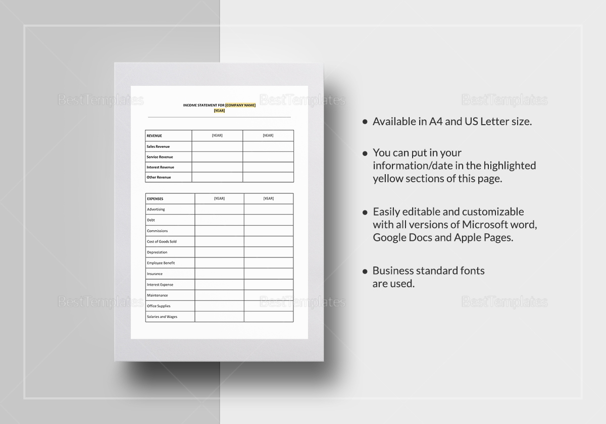 Income Statement Template