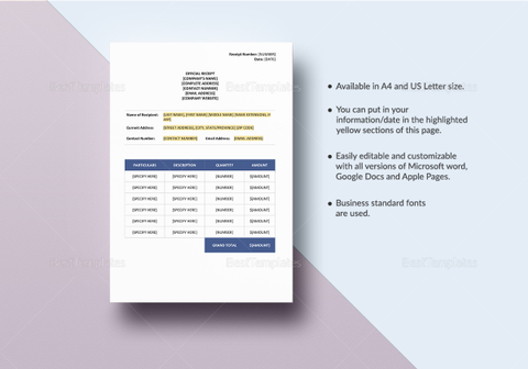 general receipt template in word google docs apple pages