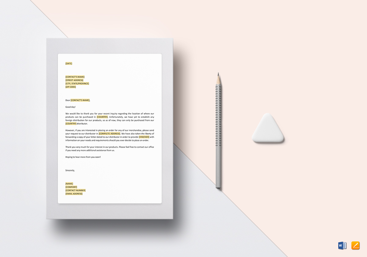 Reply and Referral to Distributor Template in Word, Google Docs, Apple