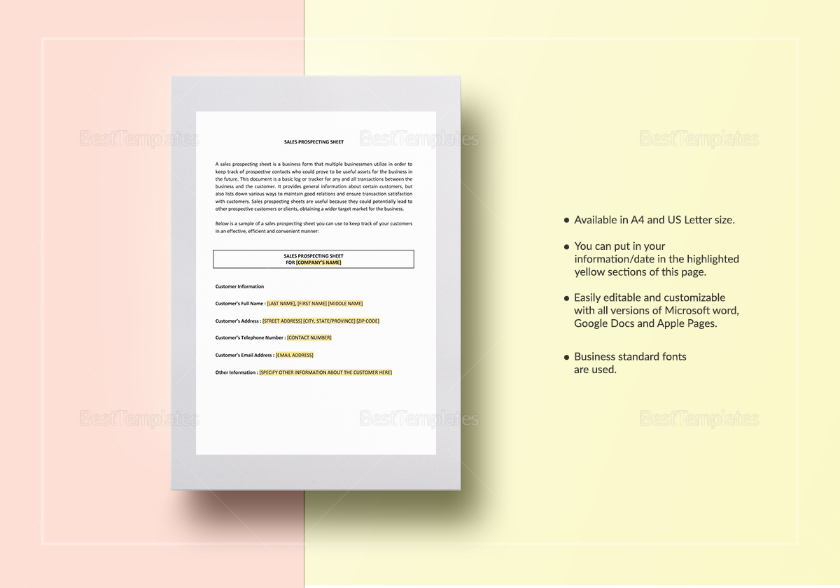 Prospecting Sheet Template 