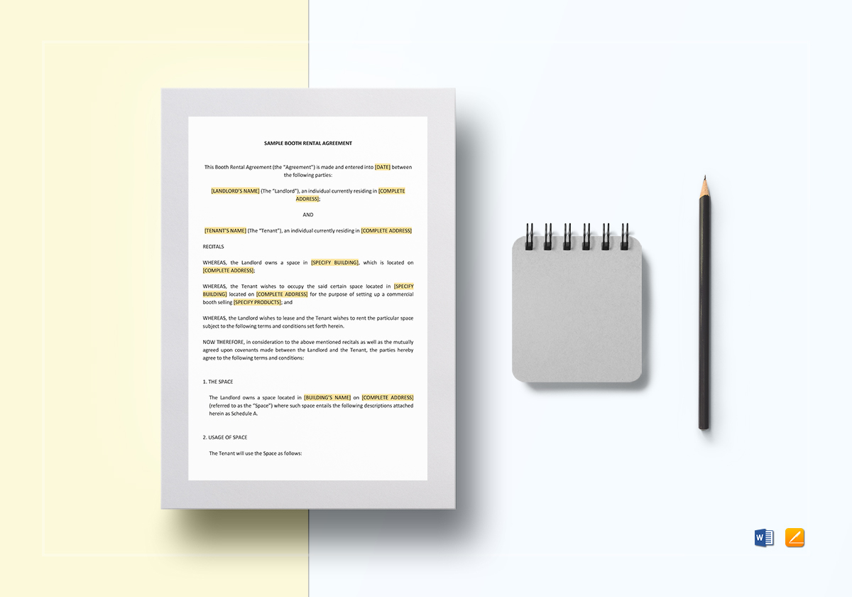 Sample Booth Rental Agreement Template