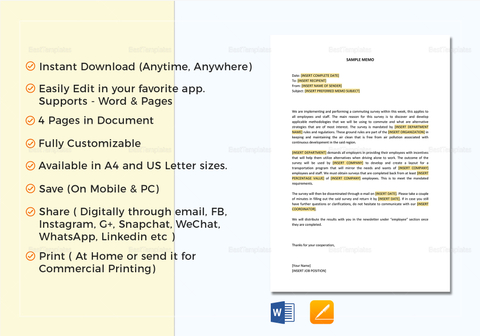 Business Memo Format in Word, Google Docs, Apple Pages