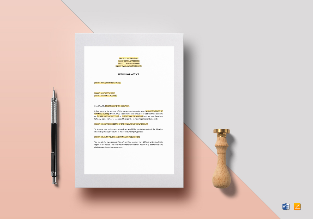 warning notice template in word google docs apple pages warningnotice com