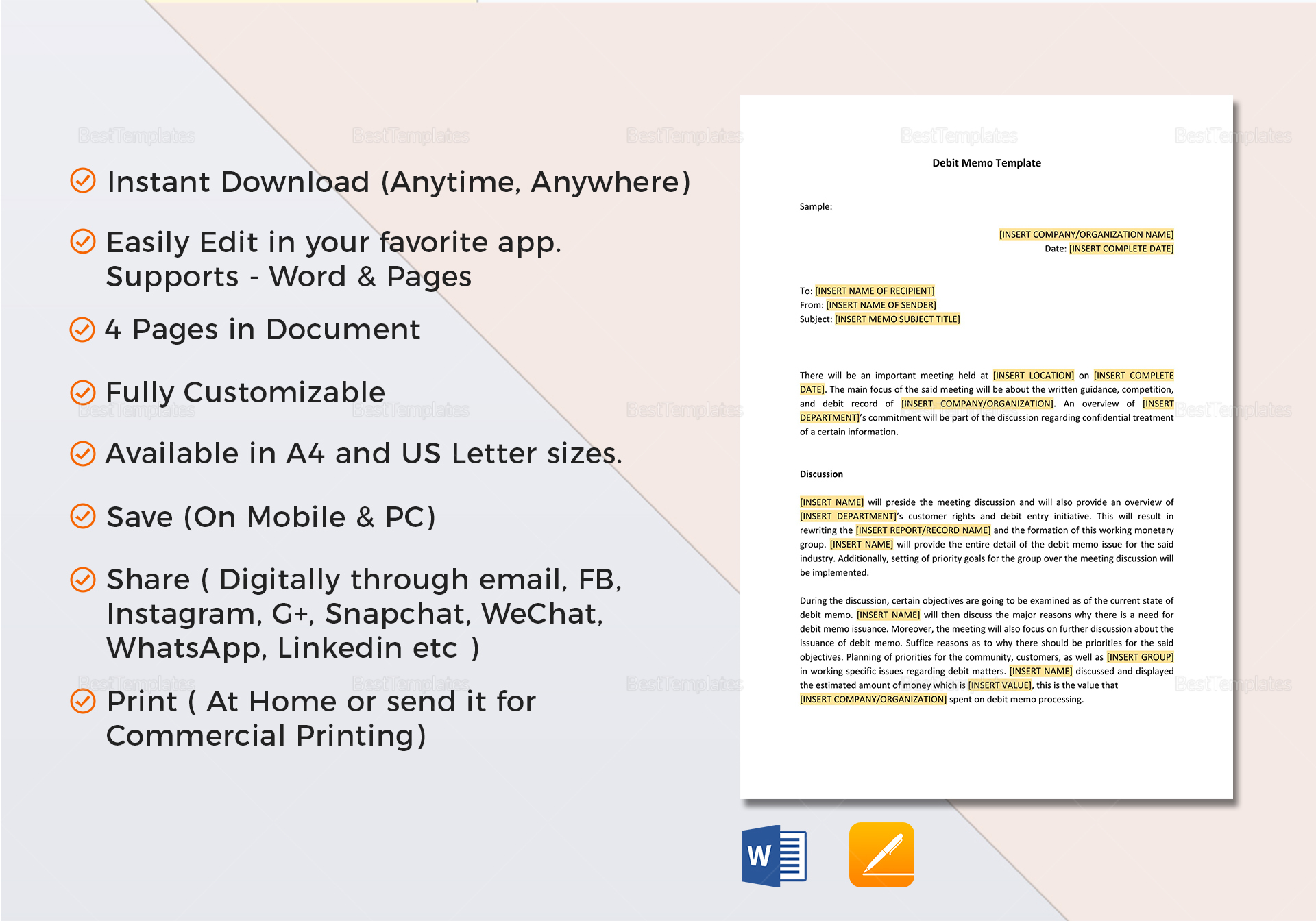 Debit Memo Template