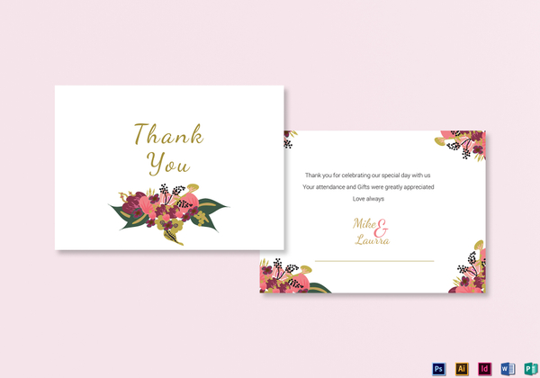 Burgundy Floral Thank You Card Design Templates in Word, PSD, InDesign ...