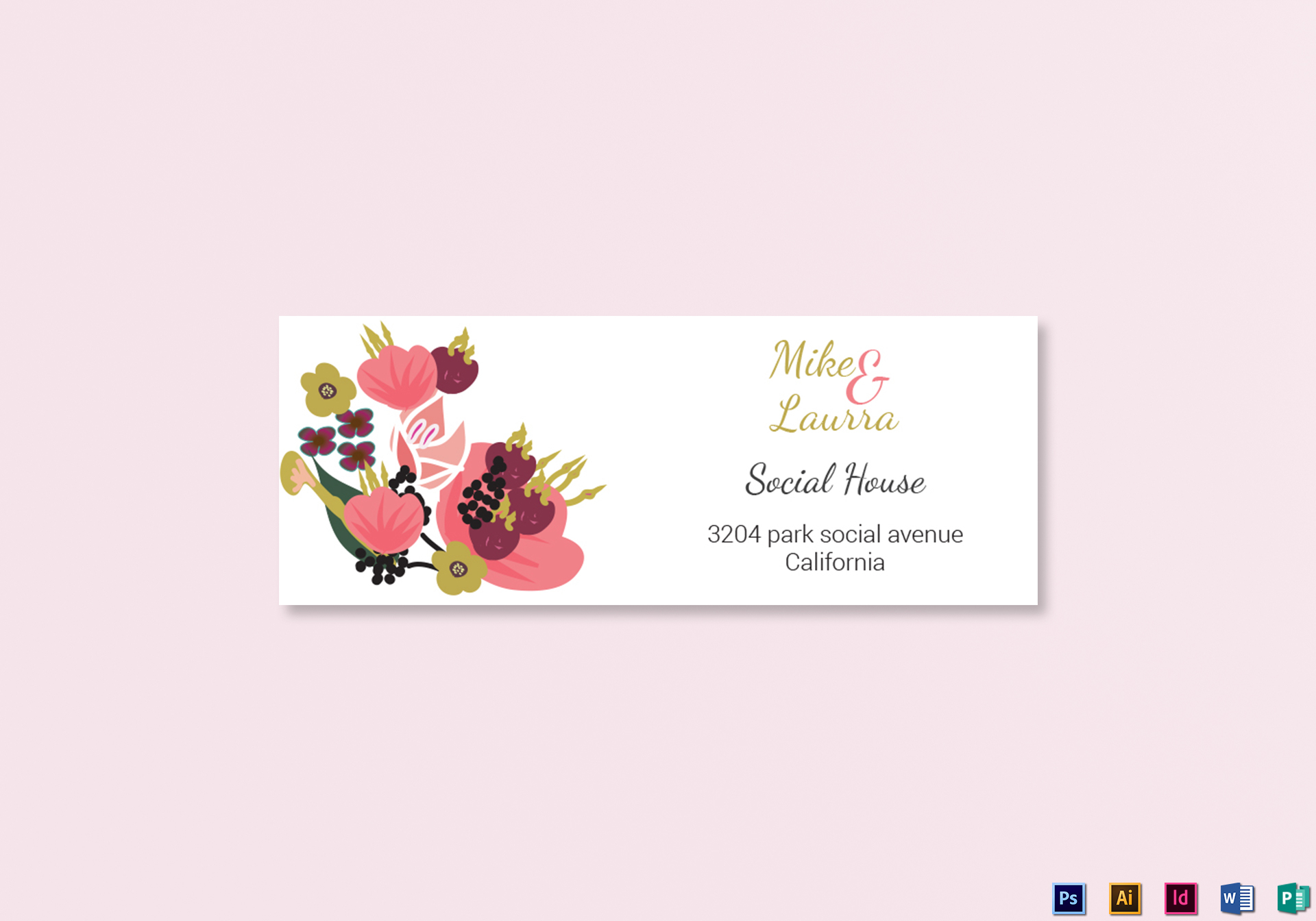 Burgundy Floral Wedding Address Labels 