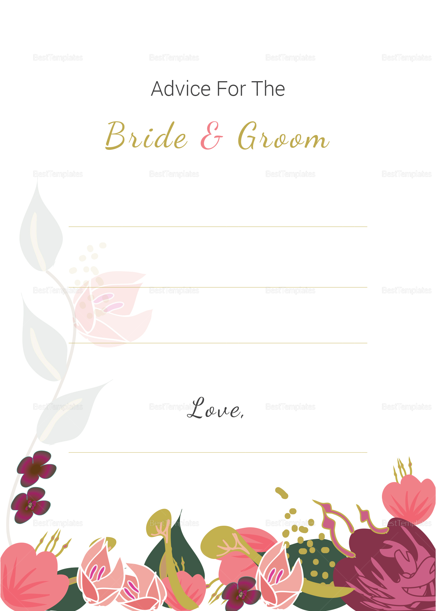 Burgundy Floral Wedding Advice Card 