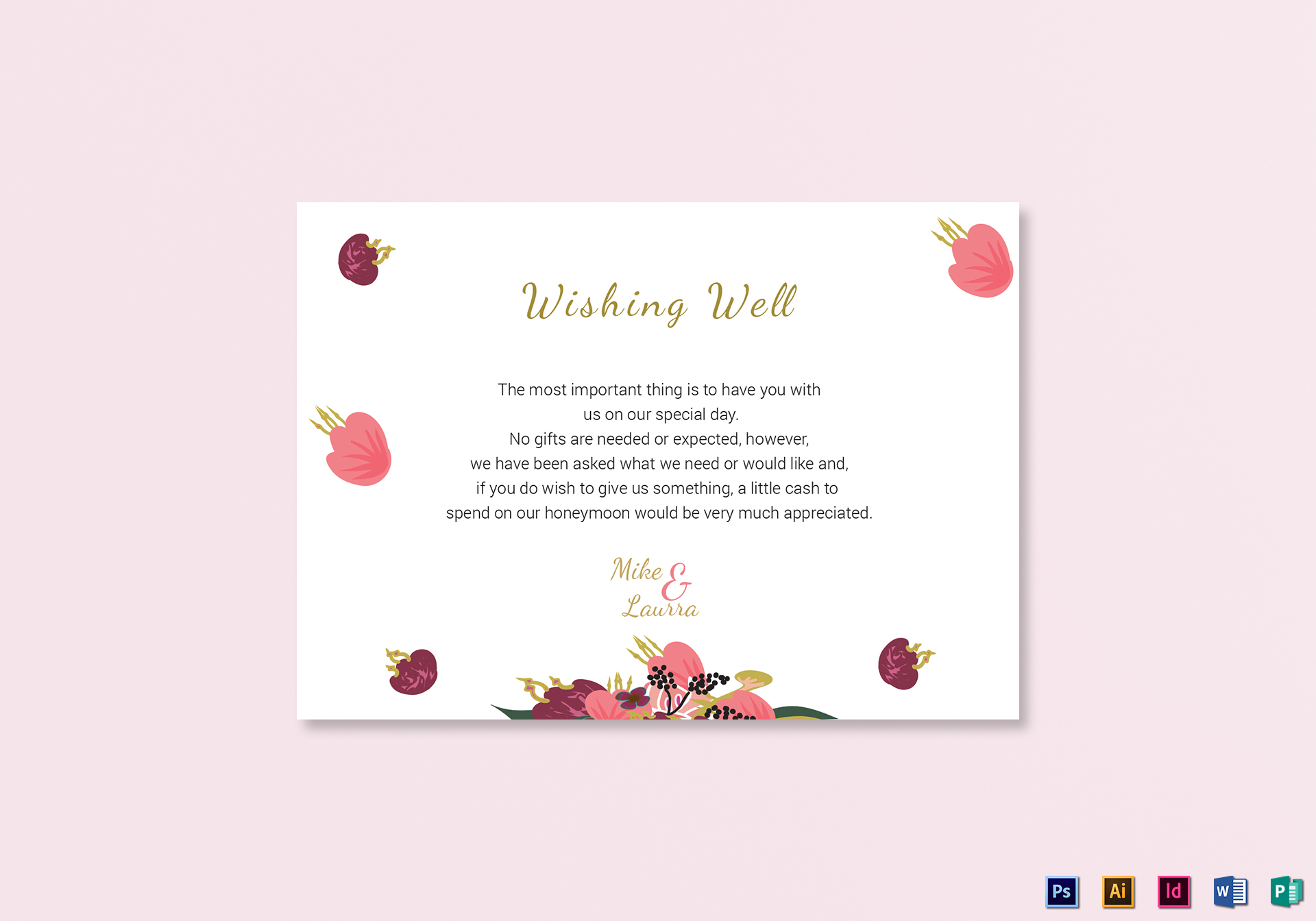 Burgundy Floral Wishing Well Card 