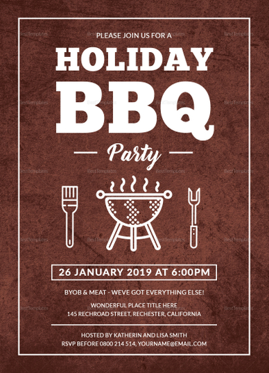 BBQ Party Invitation Design Template in Word, PSD, Publisher