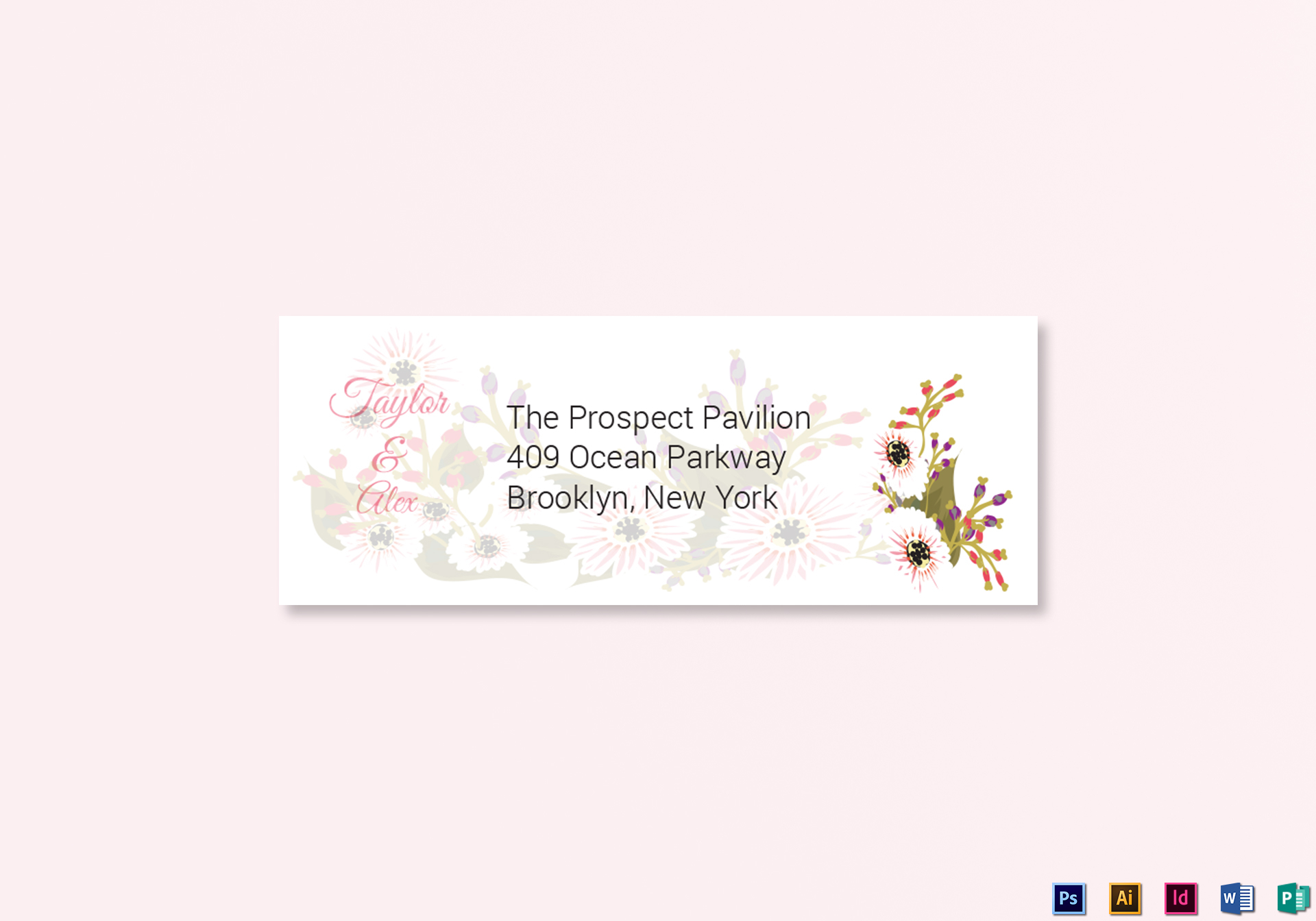 Floral Wedding Address Labels Card Design Template in