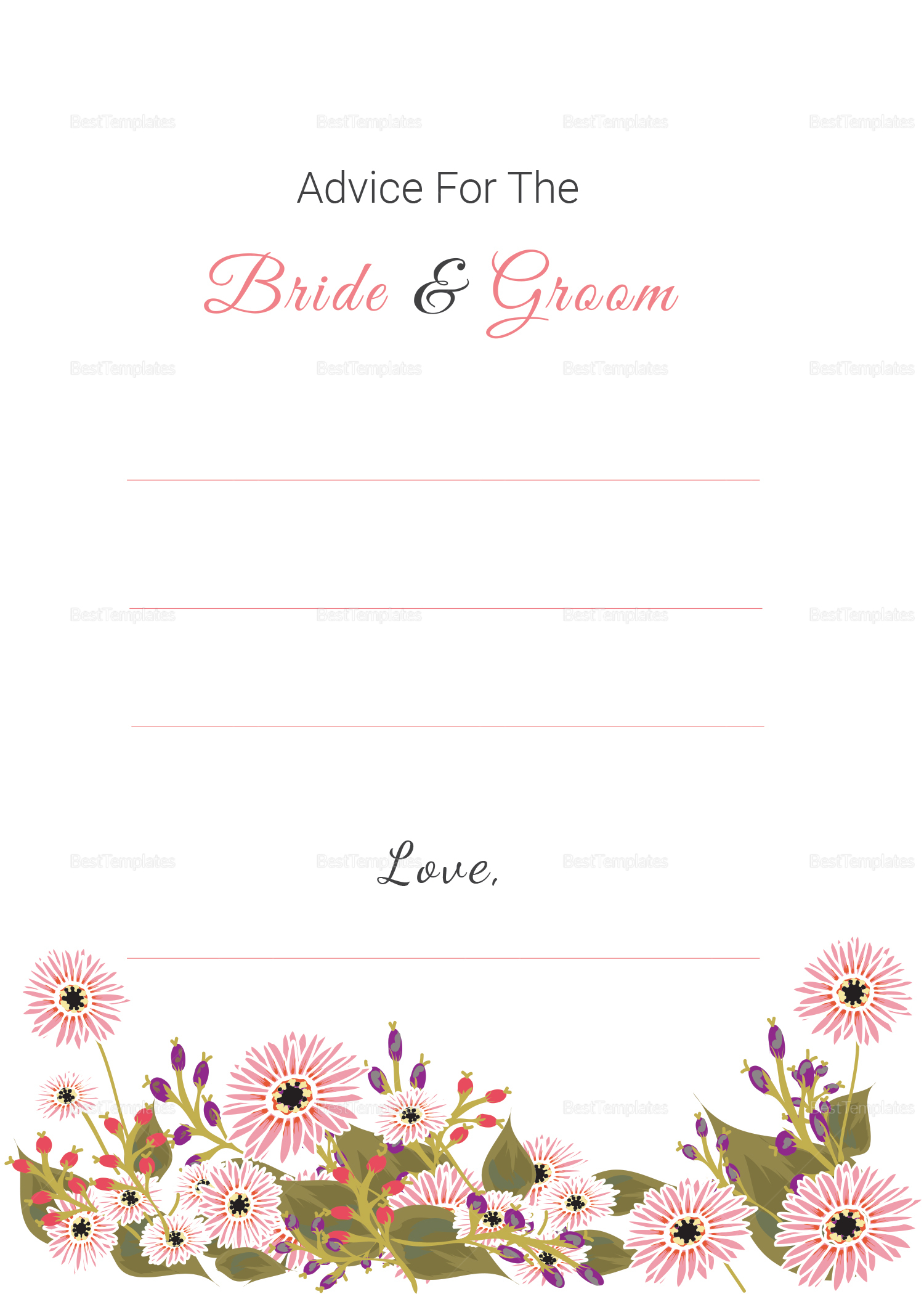 Floral Wedding Advice Card Design Template in Illustrator, InDesign ...