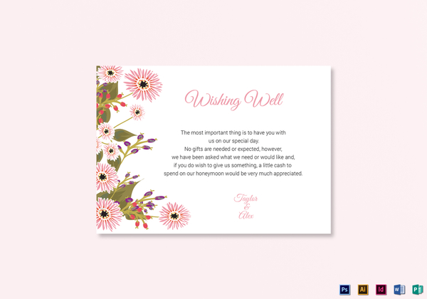 Floral Wedding Wishing Well Card Design Template in Illustrator ...