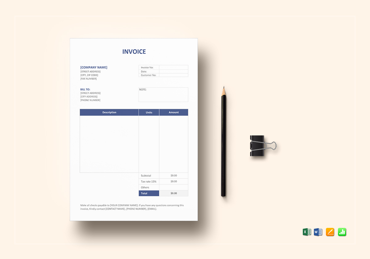 Invoice Format Template in Word, Excel, Apple Pages, Numbers