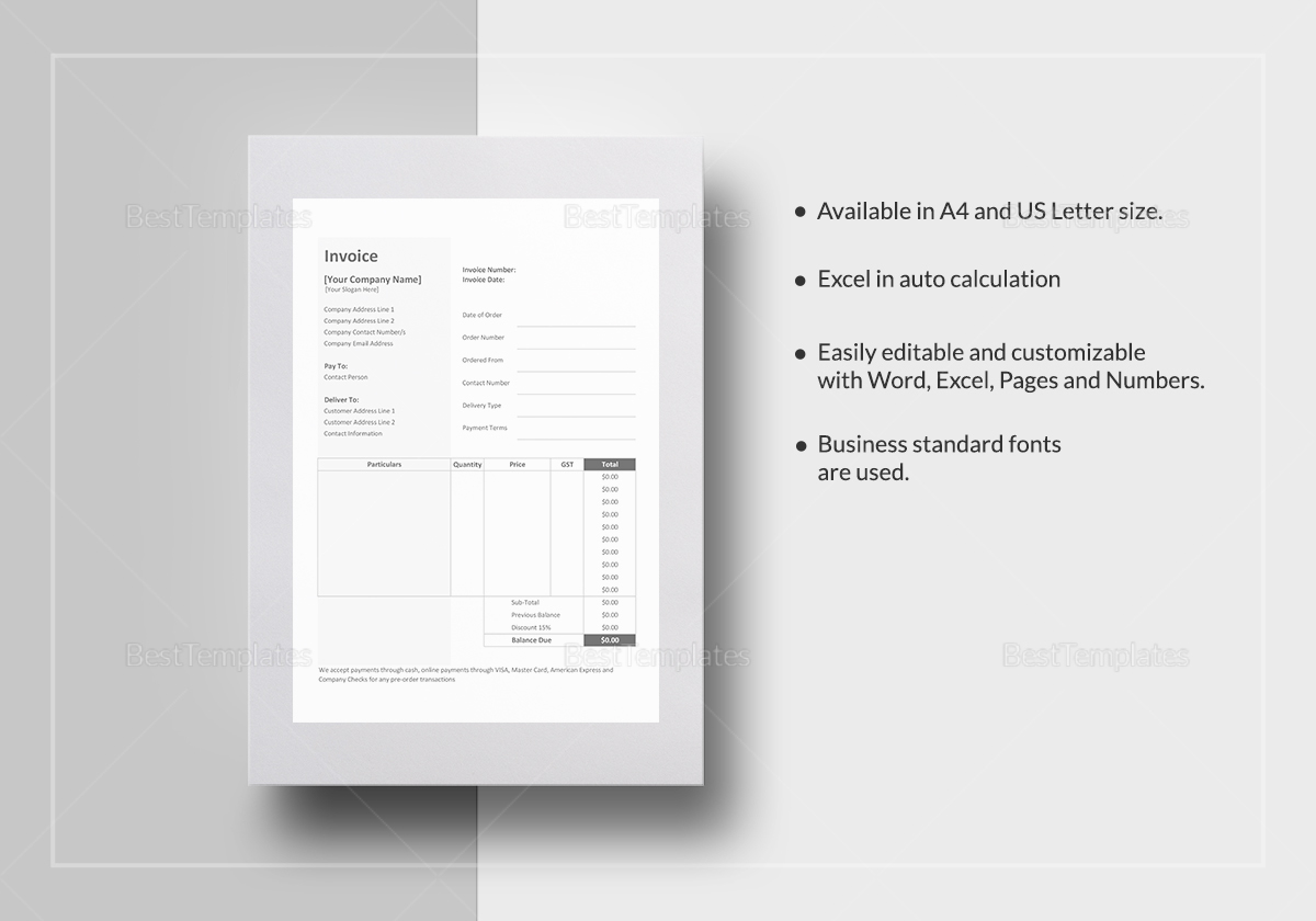 Bakery Invoice Template