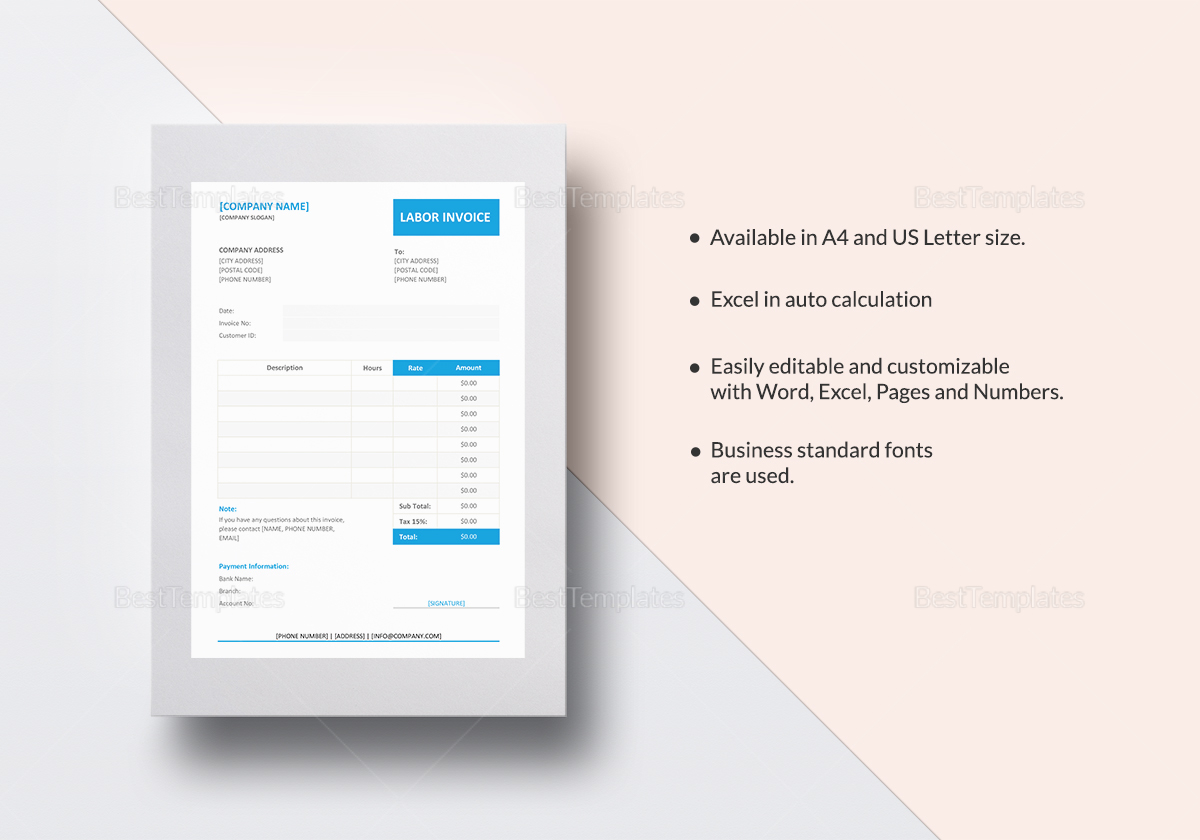 Labour Invoice Format Template