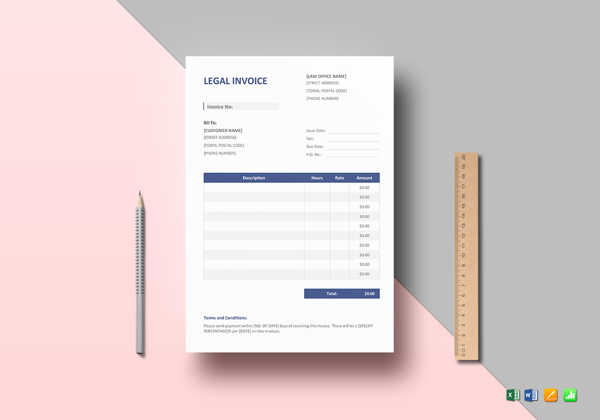 Legal Invoice Template In Word Excel Apple Pages Numbers   Legal Invoice Mockup 