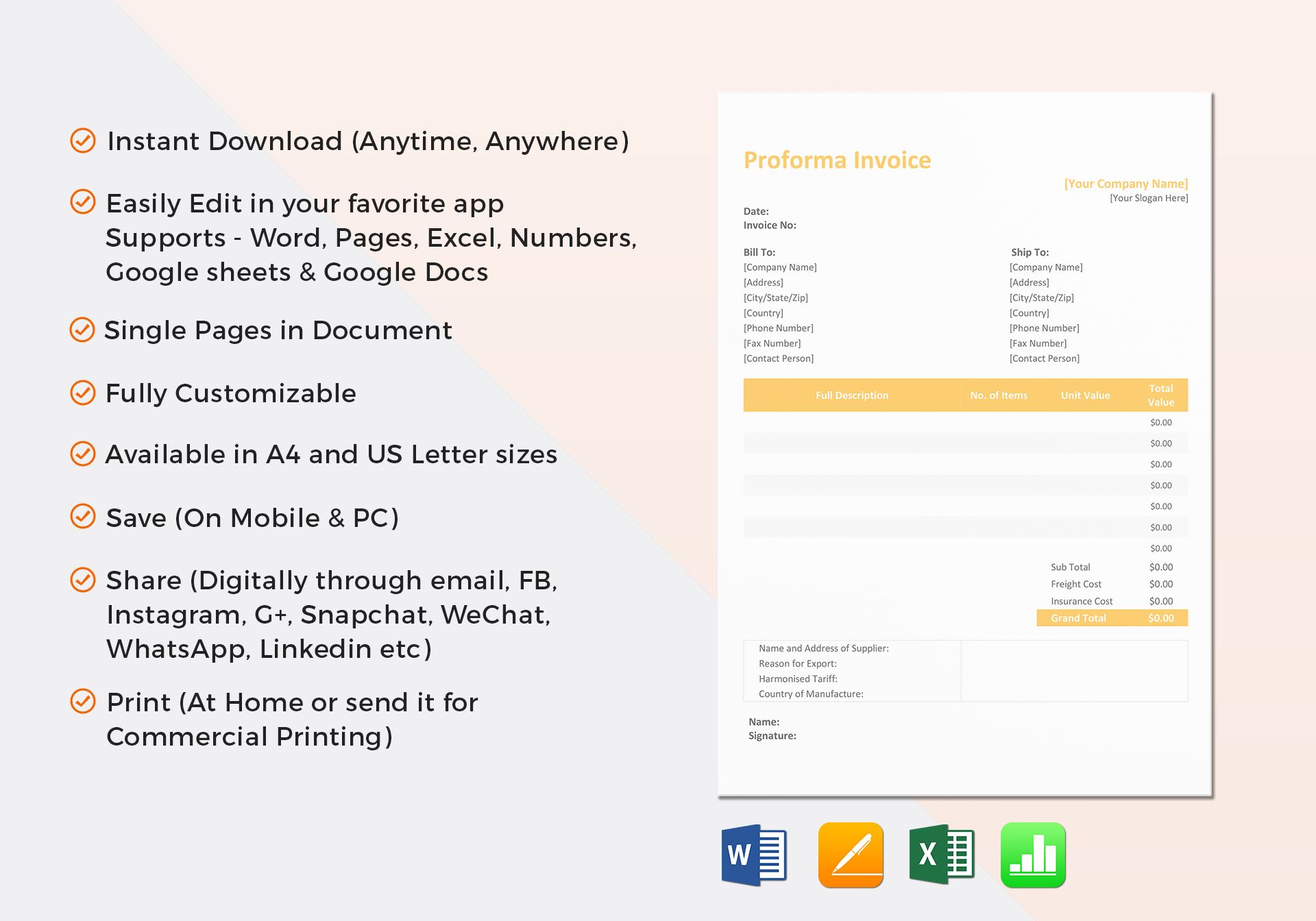 Proforma Invoice Template