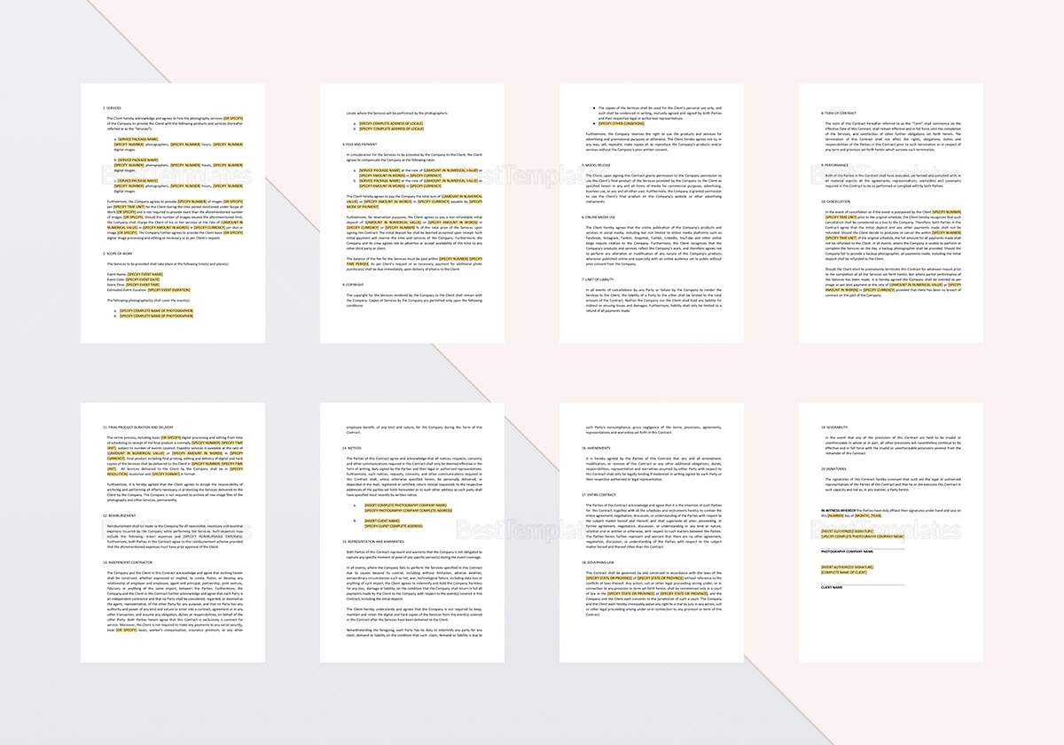 Photography Contract Template