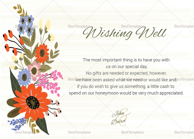 Summer Floral Wishing Well Card Template in Illustrator, InDesign, Word ...