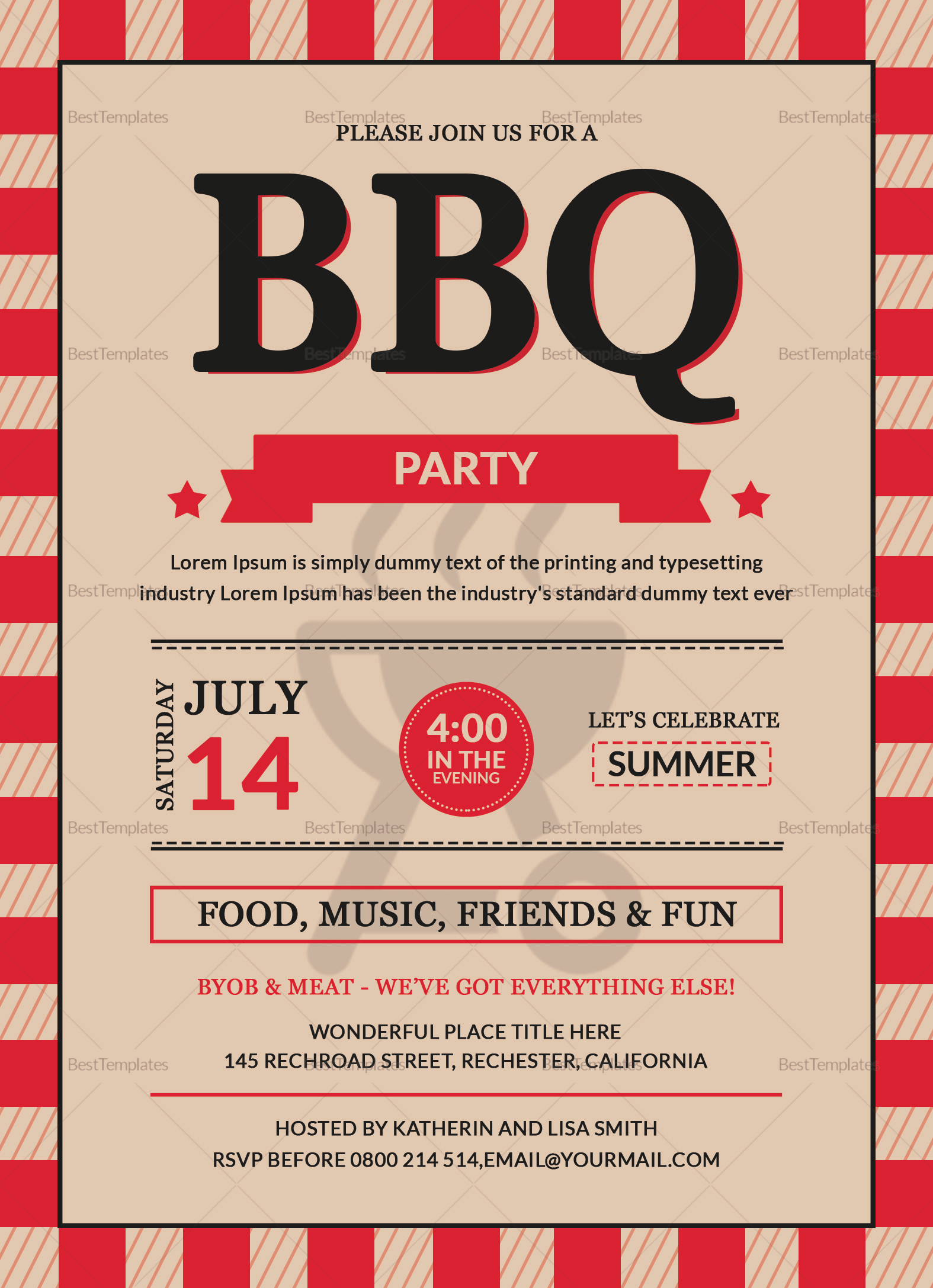 bbq party invitation card template bbq party invitation