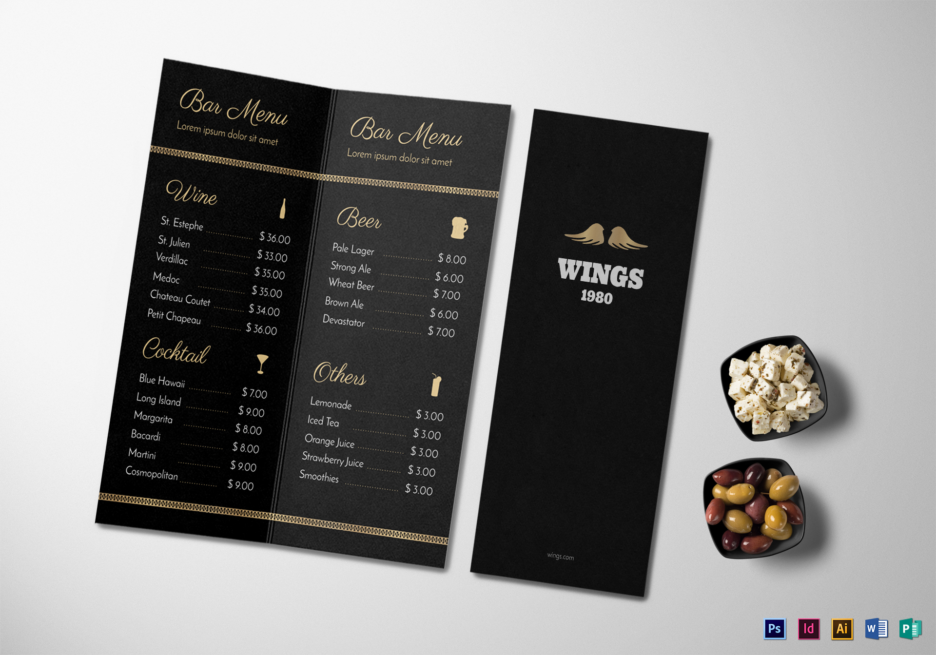 Download Bar Menu Design Template in PSD, Word, Publisher, Illustrator, InDesign