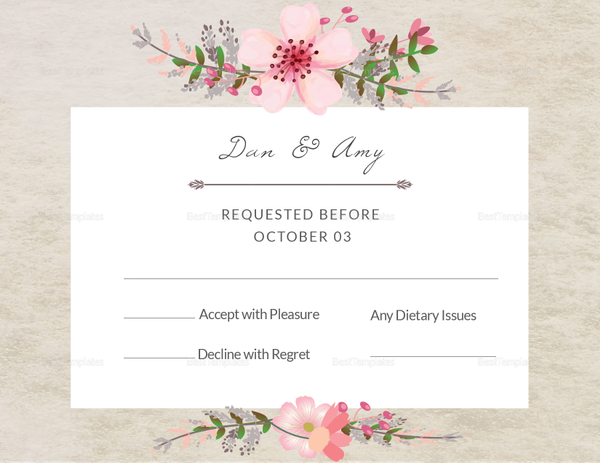 Pink Floral RSVP Card Design Template in PSD, Word, Publisher ...