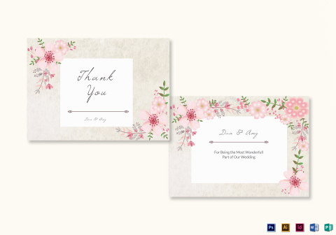 Pink Floral Thank You Card Design Template in PSD, Word, Publisher ...