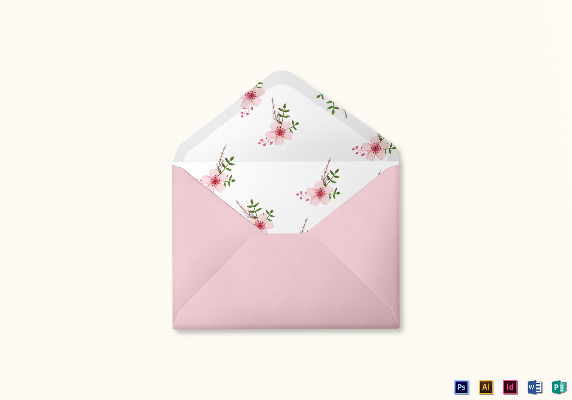 Pink Floral Wedding Envelope Card Design Template in PSD, Word