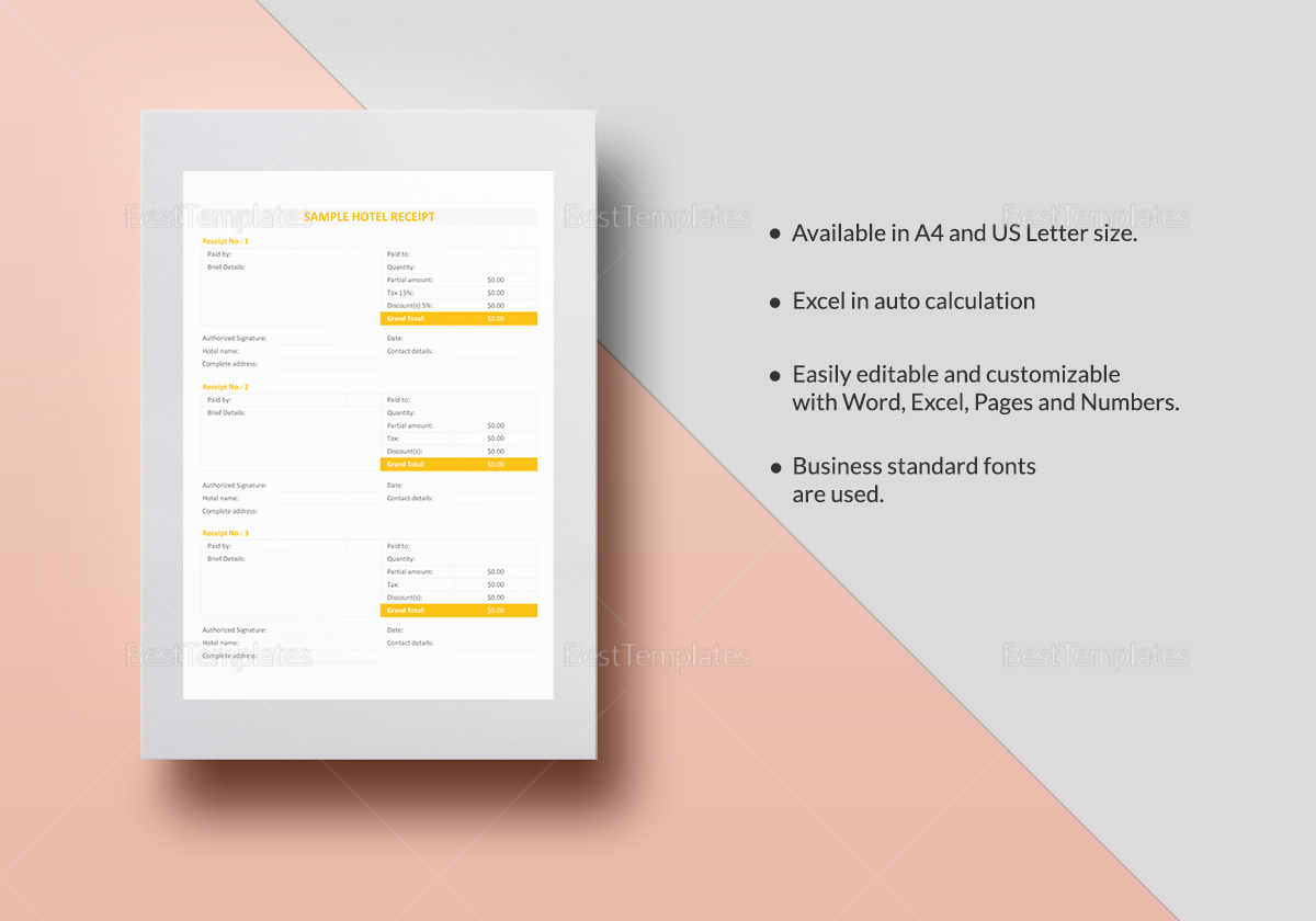 printable hotel receipt template in word excel apple pages numbers