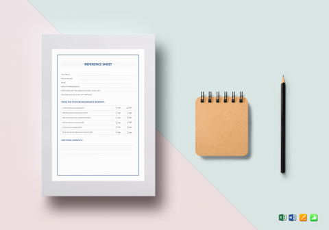 Reference Sheet Template in Word, Excel, Apple Pages, Numbers