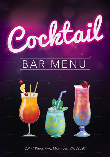 Cocktail Bar Menu Design Template in PSD, Word, Publisher, Illustrator ...