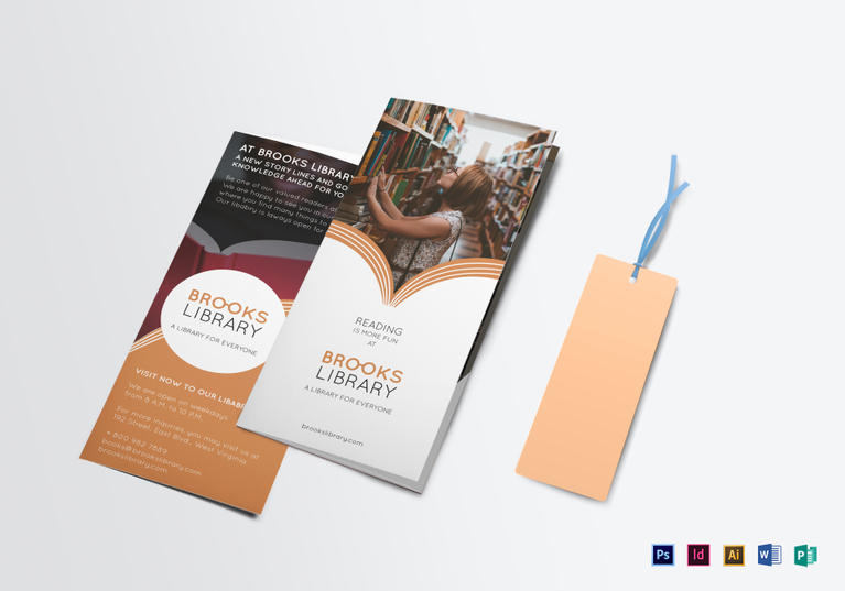 Library Brochure Design Template in PSD, Word, Publisher, Illustrator