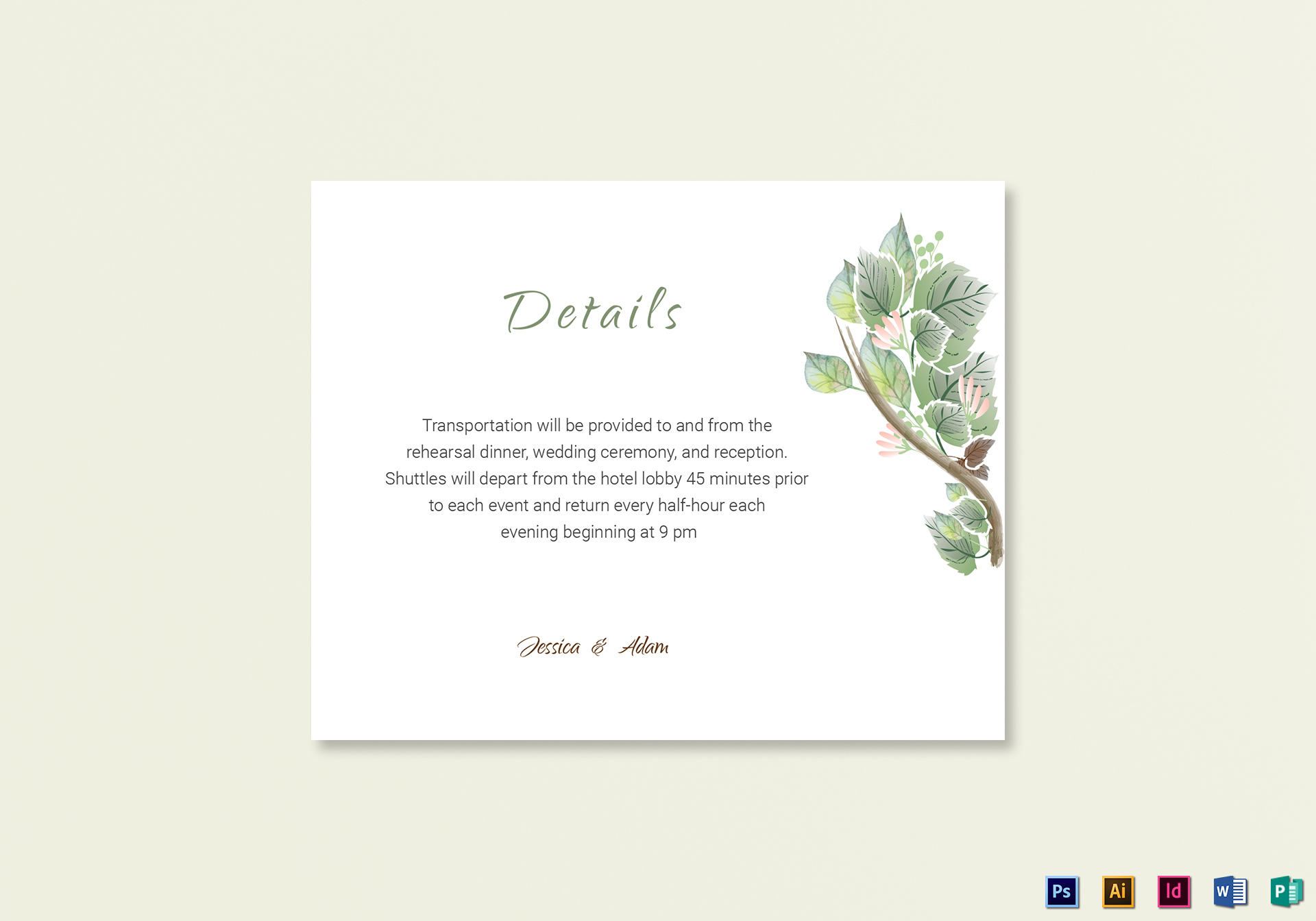 Fall Floral Details Card Template