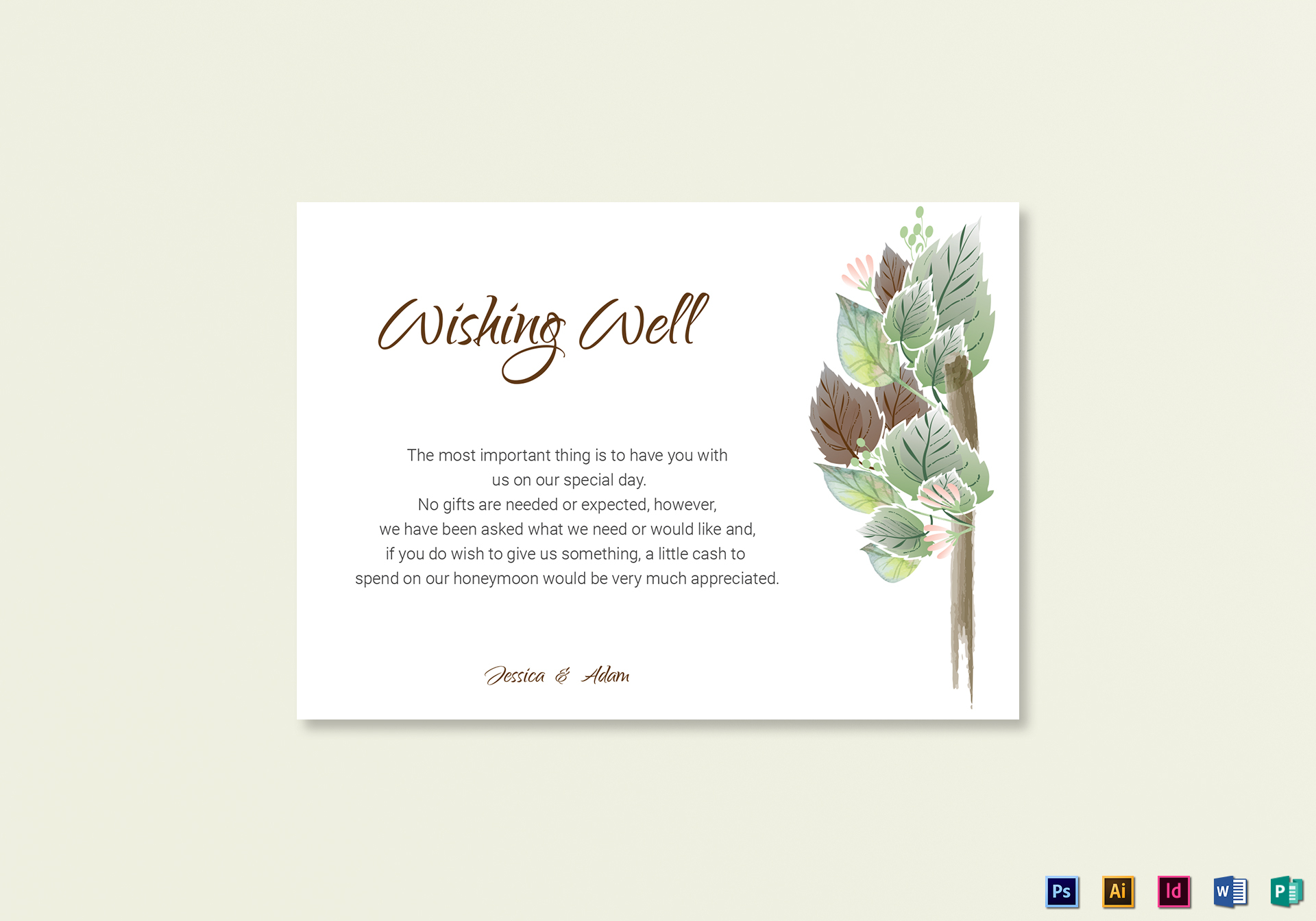 Fall Floral Wishing Well Card Template