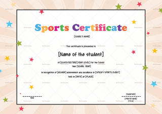 Kids Sports Certificate Design Template in PSD, Word