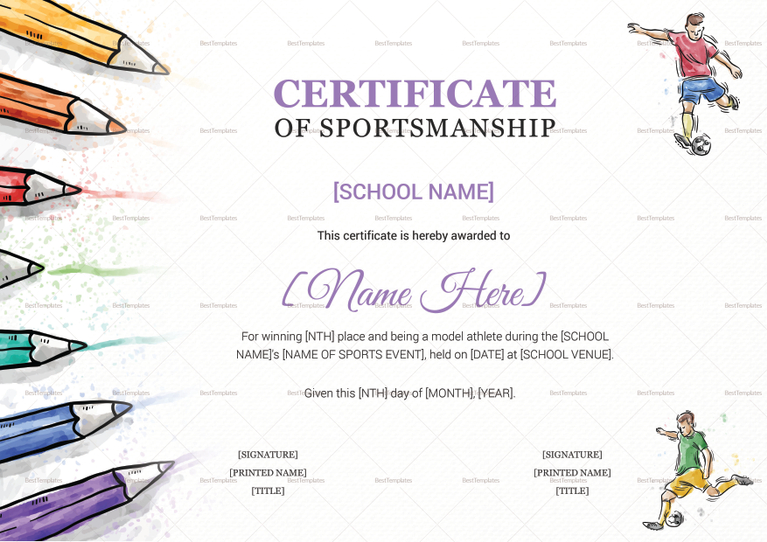 Kids Sports Award Certificate Design Template in PSD, Word