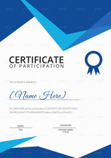 Sports Certificate of Participation Design Template in PSD, Word