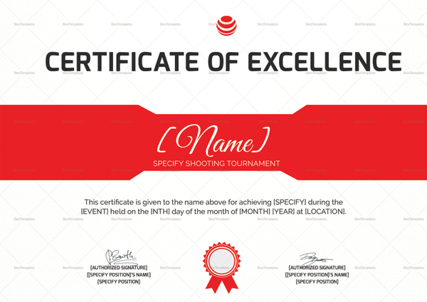 Shooting Excellence Certificate Design Template in PSD, Word