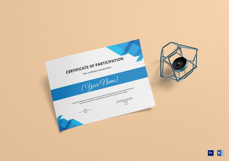 Sailing Participation Certificate Design Template in PSD, Word