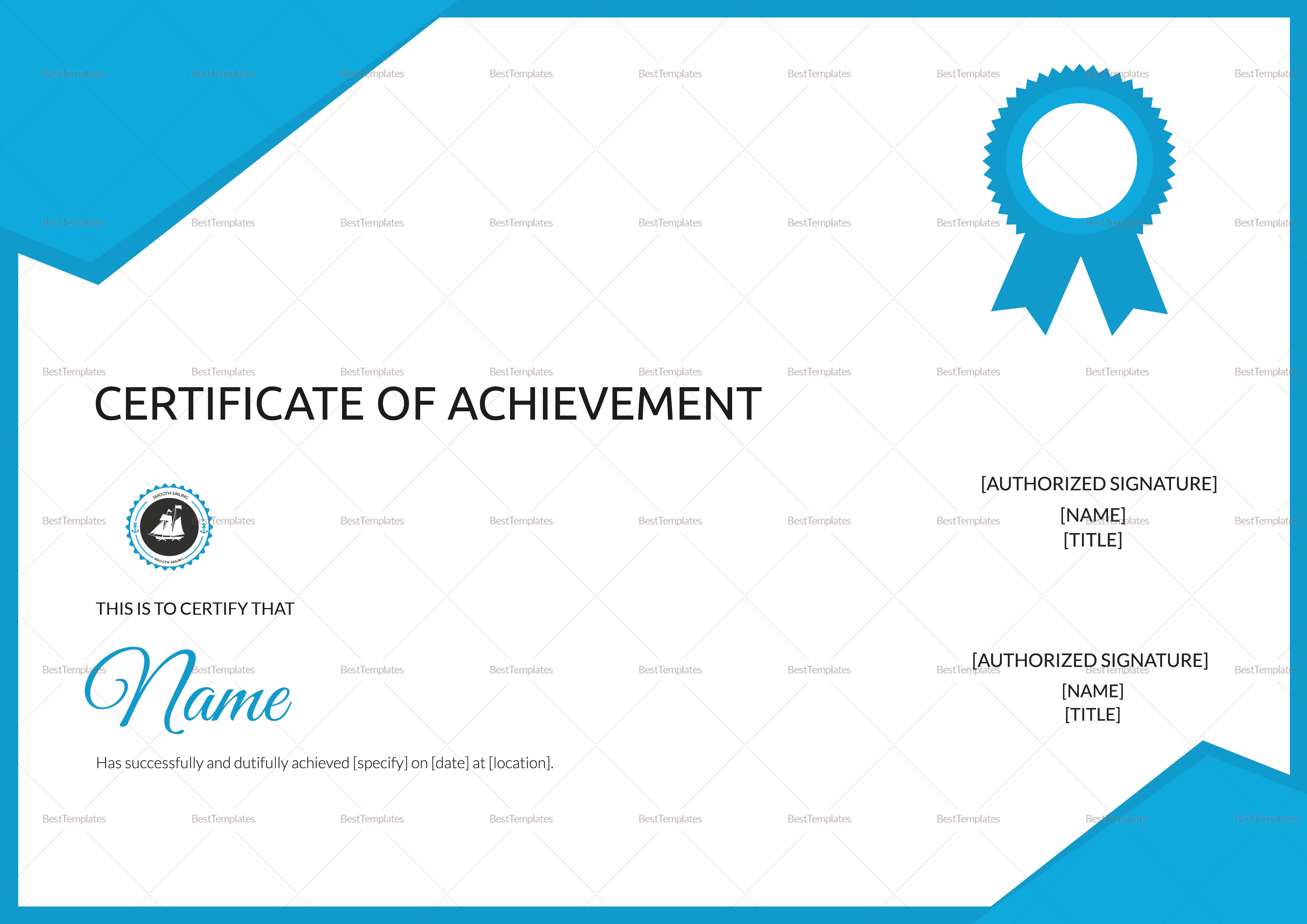 Sailing Achievement Certificate Design Template