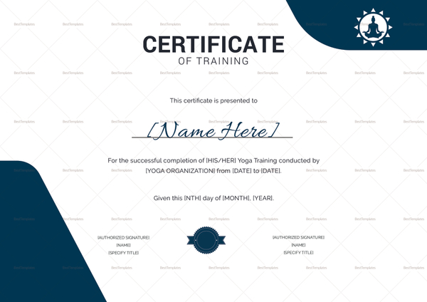 Yoga Training Certificate Design Template in PSD, Word