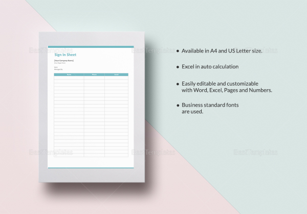 Blank Sign in Sheet Template in Word, Excel, Apple Pages, Numbers