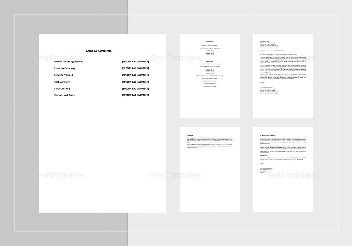 cleaning proposal template in word google docs apple pages housekeeping contract template