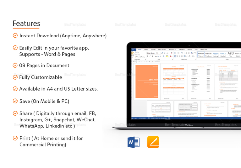 Sample Sales Plan Template In Word Google Docs Apple Pages
