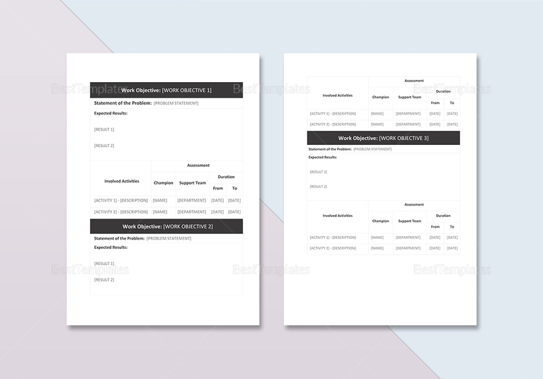 Work Plan Template in Word, Google Docs, Apple Pages